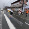 雨の登校でした。